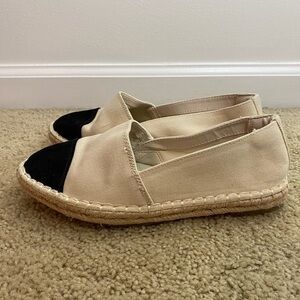 A New Day Cream Black Espadrilles Flats Womens Size 7.5